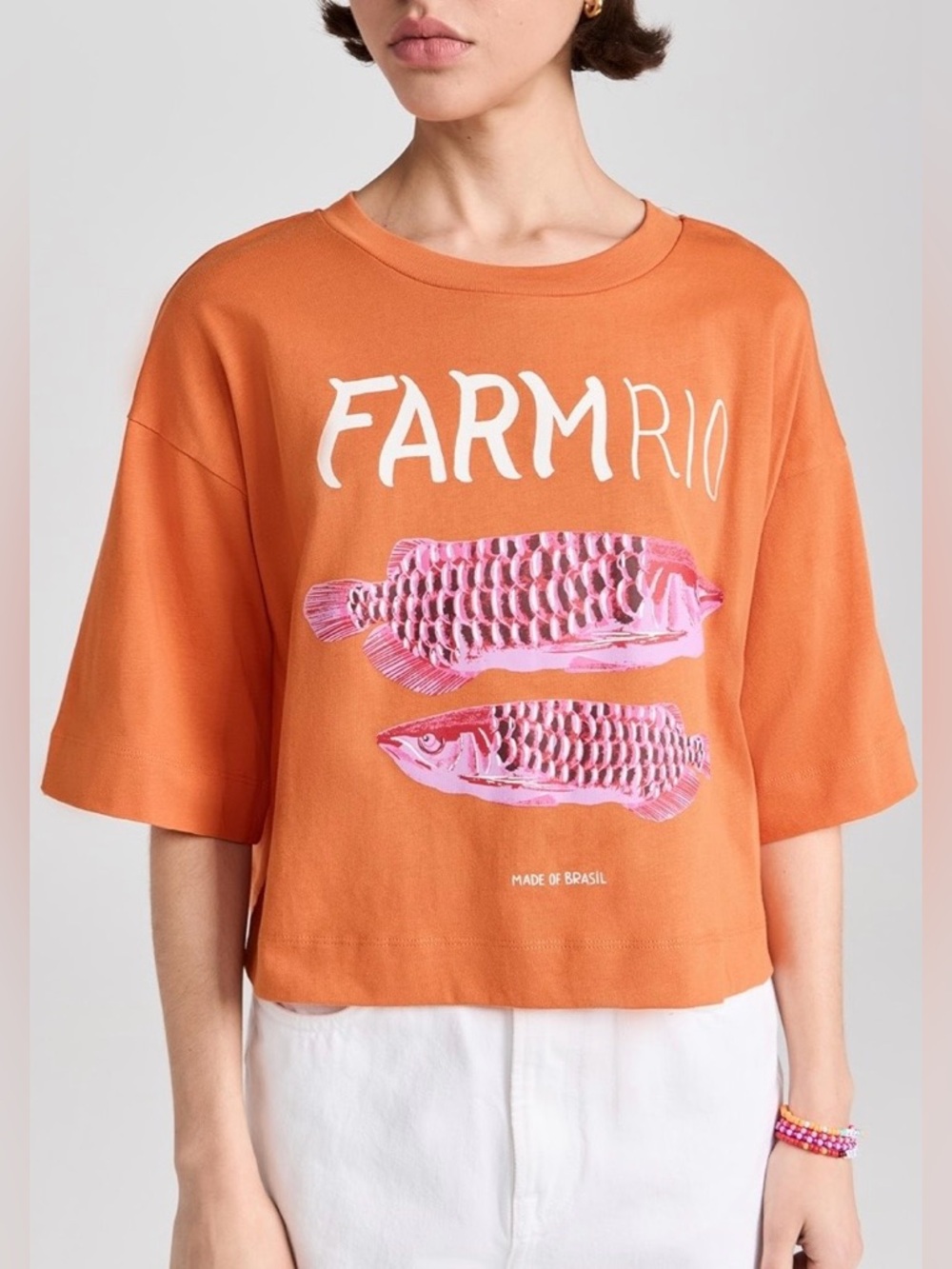 Farm rio box cut t shirt orange fish